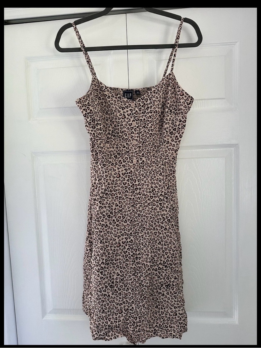 GAP Beige Pink Black Leopard Hearts Slip Mini Dress